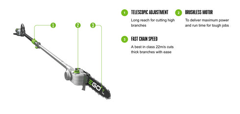EGO PPSX2500 TELESCOPIC POLE AND PRUNING SAW